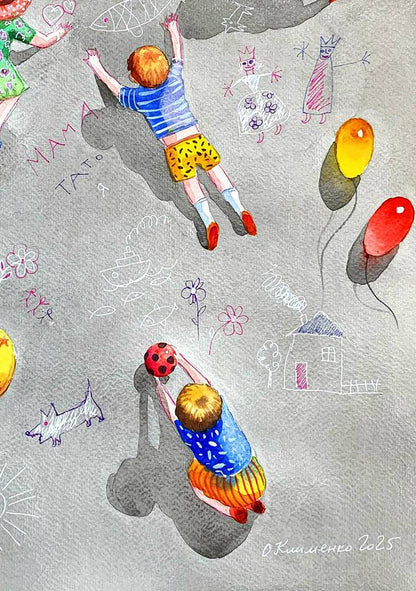Watercolor painting Sunny Childhood Olena Klimenko