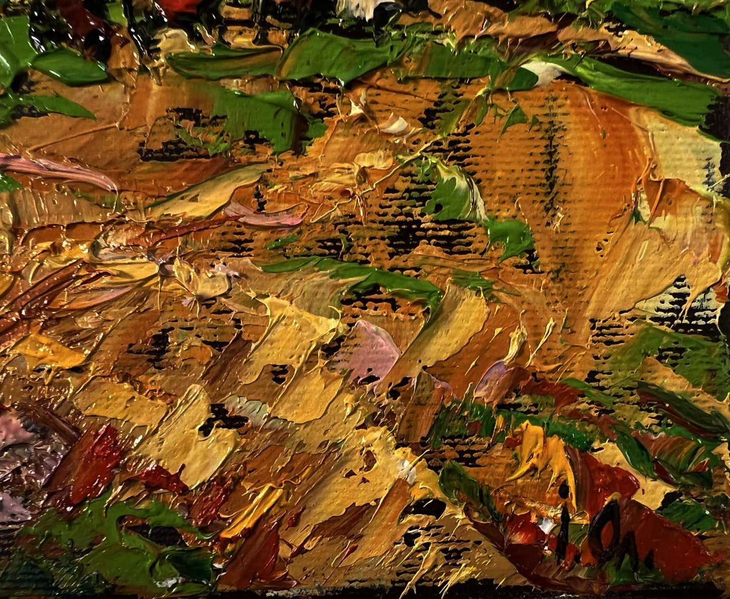 Oil painting Autumn evening fields by Oleksiy Ivanyuk, impasto earthy tones
