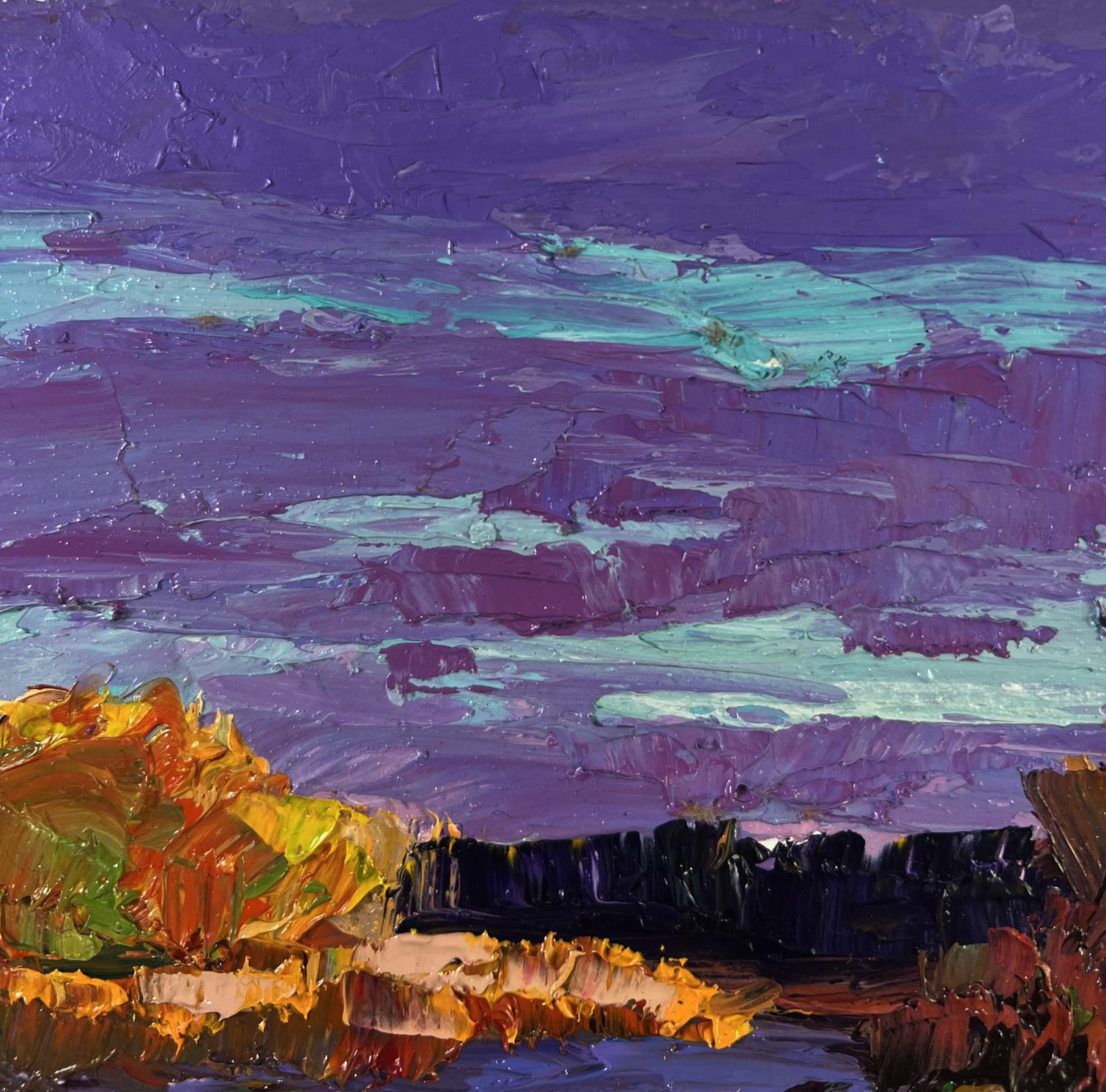 Vibrant impressionist oil painting Autumn colors in warm evening light by Boris Serdyuk