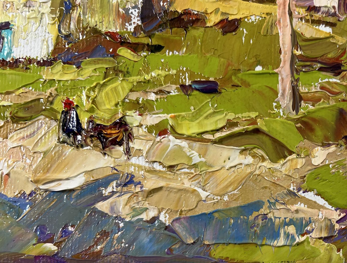 Oil painting Eastern motif by Oleksiy Ivanyuk: dark figure on horse