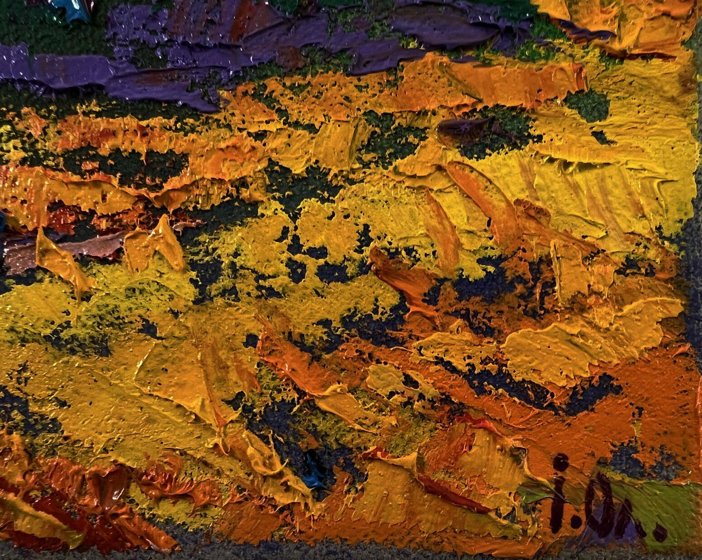 Oil painting Crimson Sunset by Oleksiy Ivanyuk with vibrant impasto hues