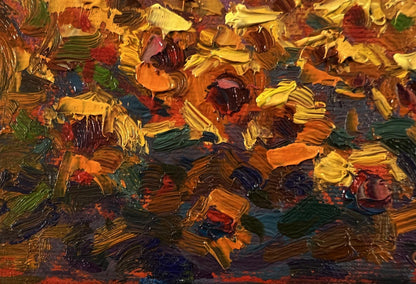 Vibrant oil painting Sunset in the field by Oksana Ivanyuk