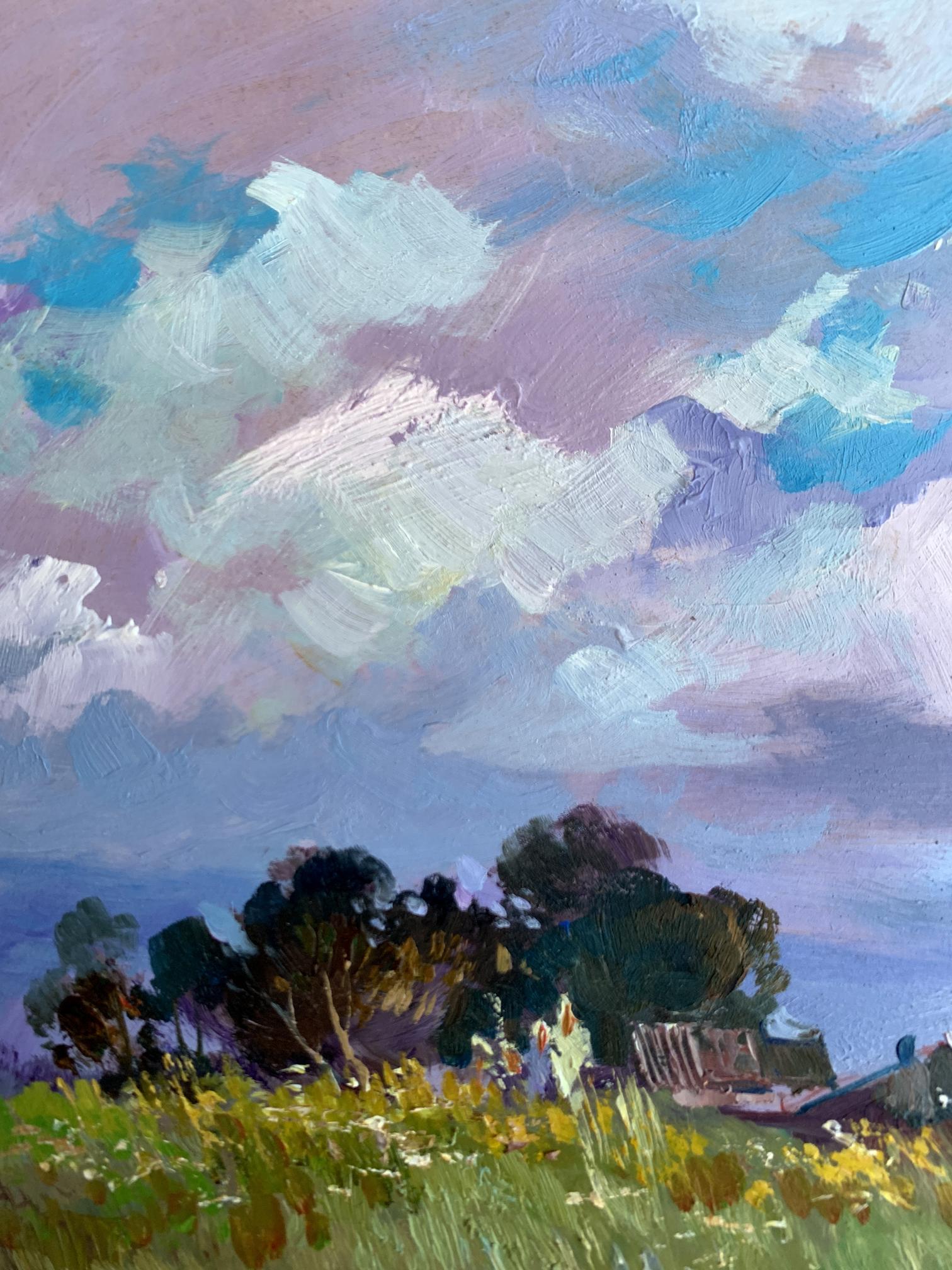 Vibrant impressionist oil painting In the village field by Yuriy Suprunchuk
