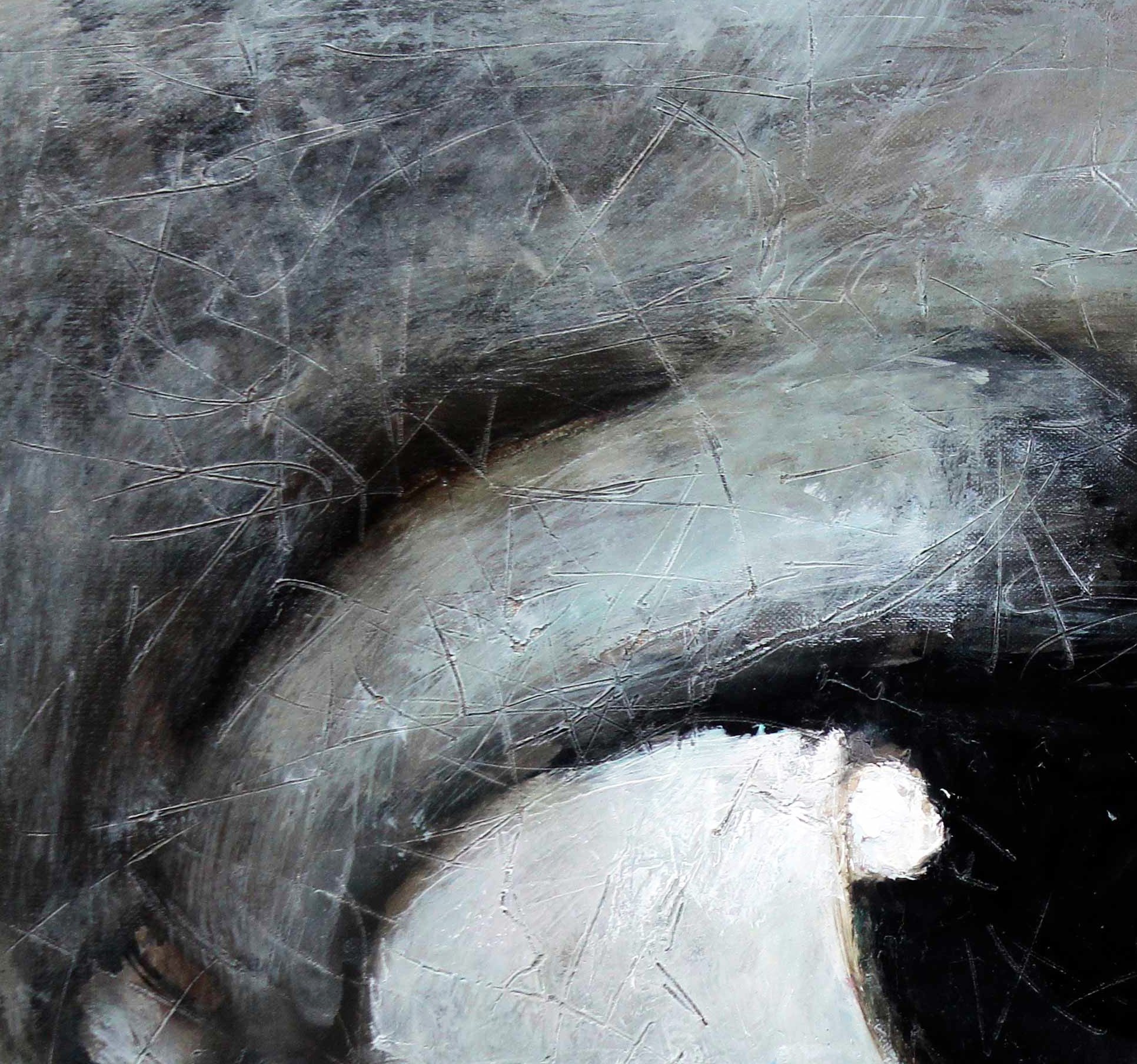 Abstract gray black oil painting of famous girl by Ed Potapenkov