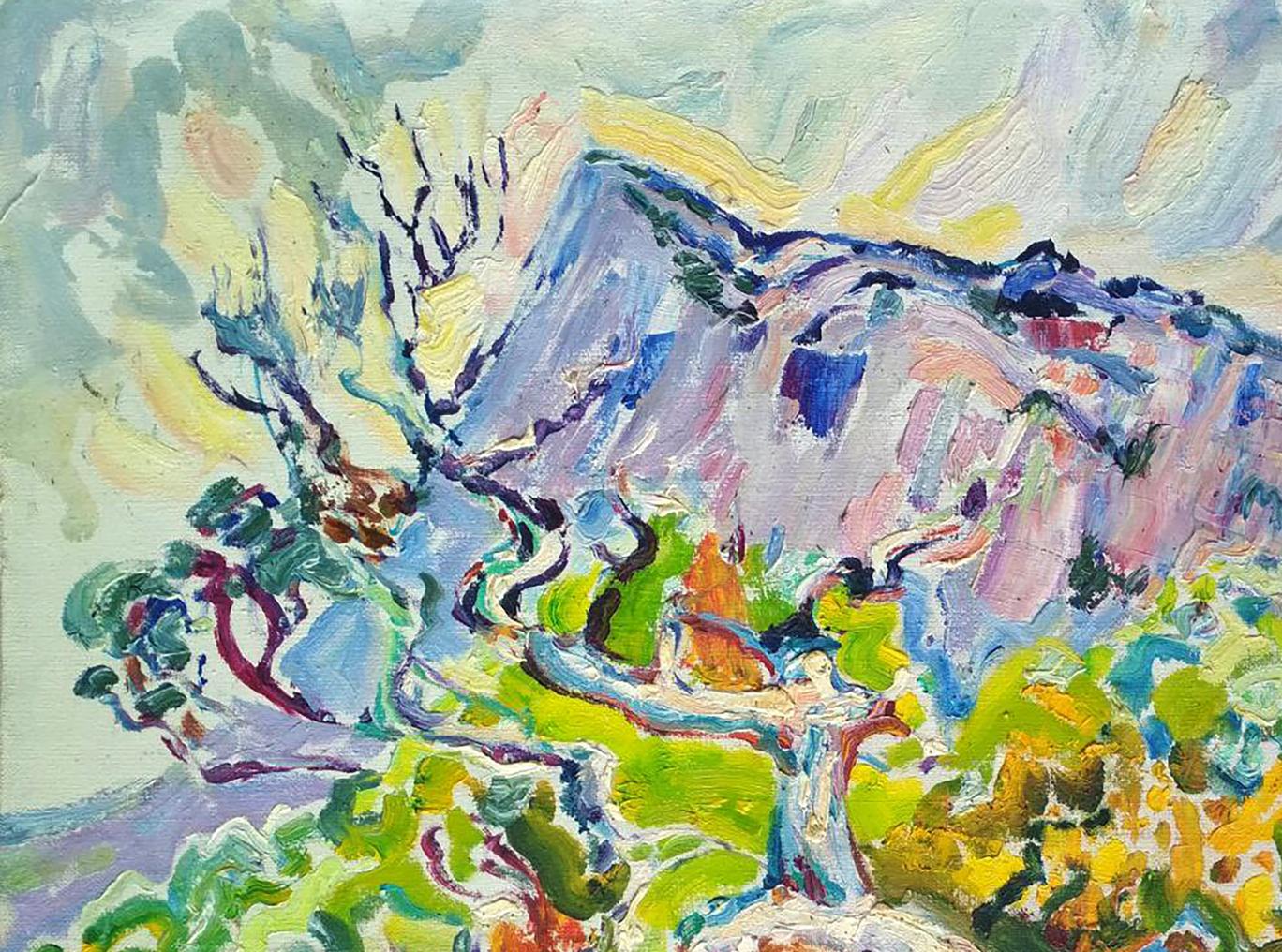 Vibrant impressionist oil painting Spring morning in the mountains by Leonid Pavlenko
