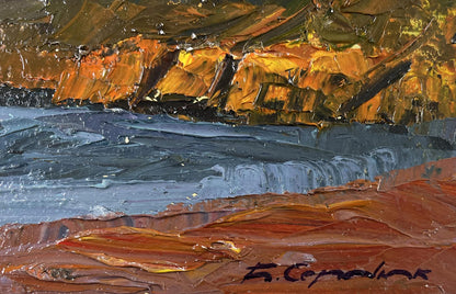 Impressionistic oil painting The gray day is silent by Boris Serdyuk coastal scene