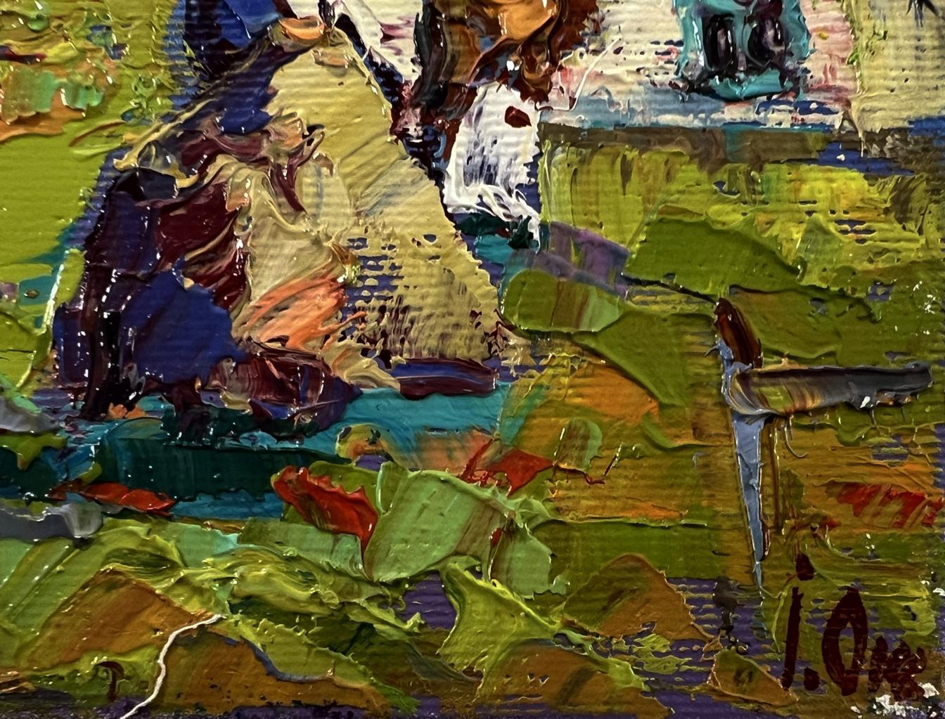 Vibrant impressionist oil painting Summer day in the village by Oksana Ivanyuk