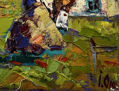 Vibrant impressionist oil painting Summer day in the village by Oksana Ivanyuk