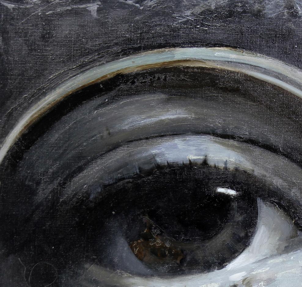 Textured monochromatic oil painting of human eye by John Ed Potapenkov