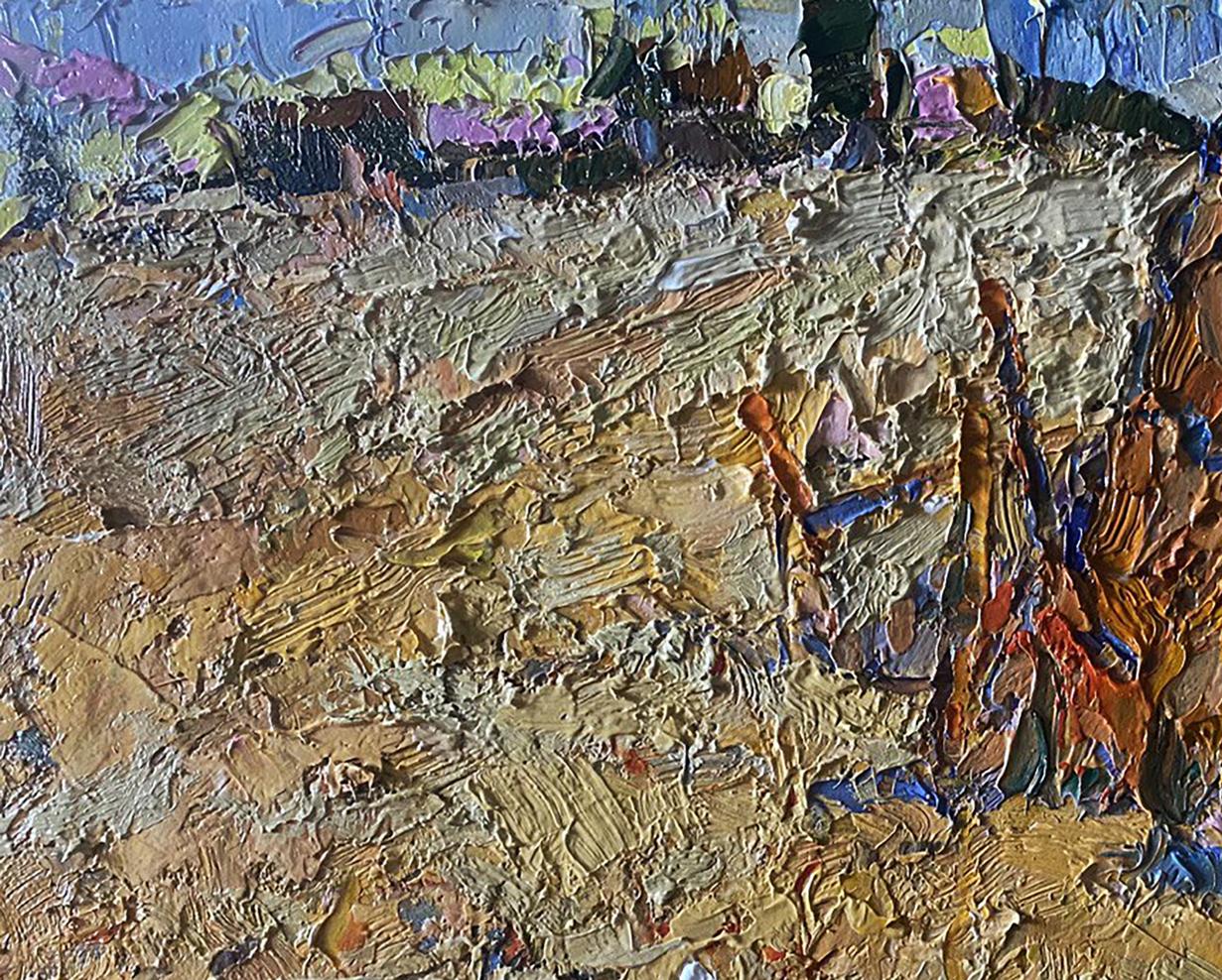 Impasto oil painting Geese in the fields by Oksana Ivanyuk