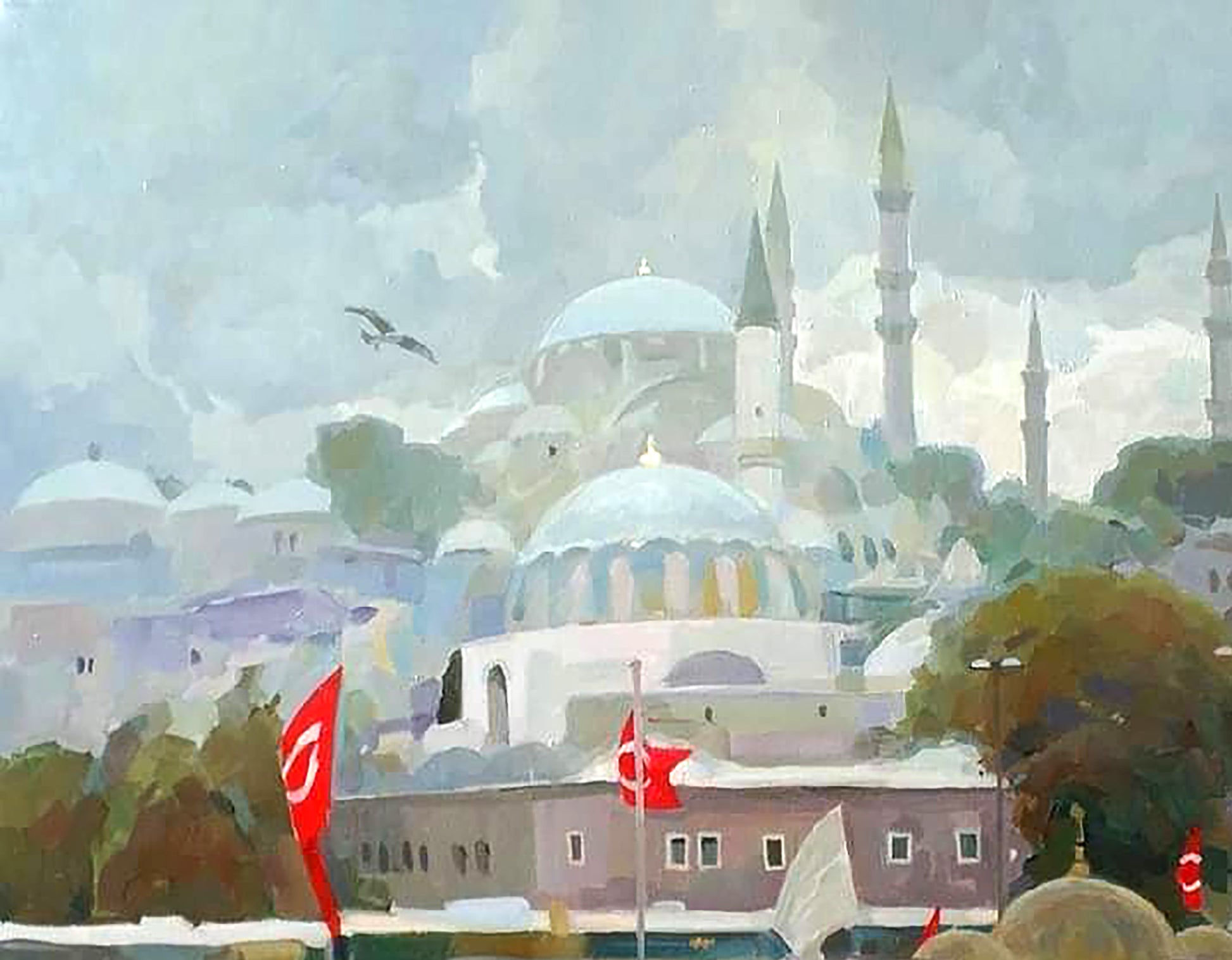 Oil painting Silver day by Anastasia Yaroshevich of Blue Mosque Istanbul