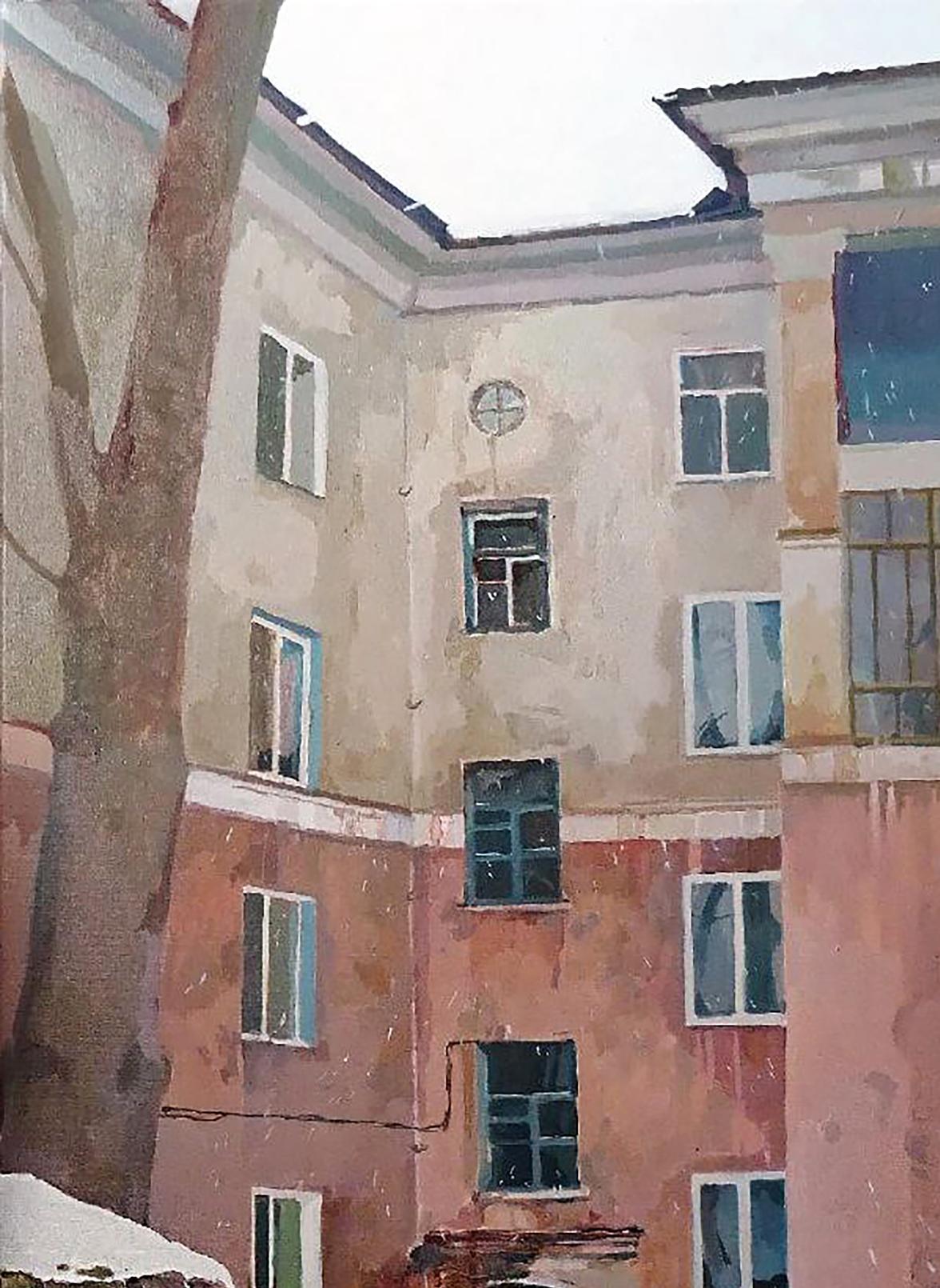 Oil painting Morning in the city by Anastasia Yaroshevich watercolor style