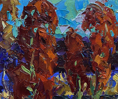 Vibrant Autumn Crimson oil painting by Oleksiy Ivanyuk with textured strokes