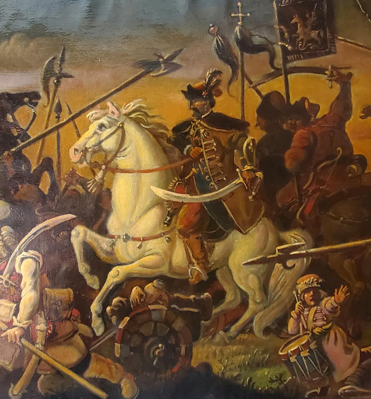 Oil painting of Zaporozhians battle with Poles by Daniil Litvinov