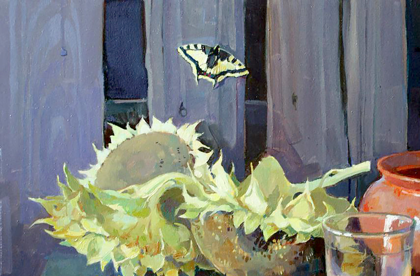 Oil painting of dried sunflower by August Anastasia Yaroshevich