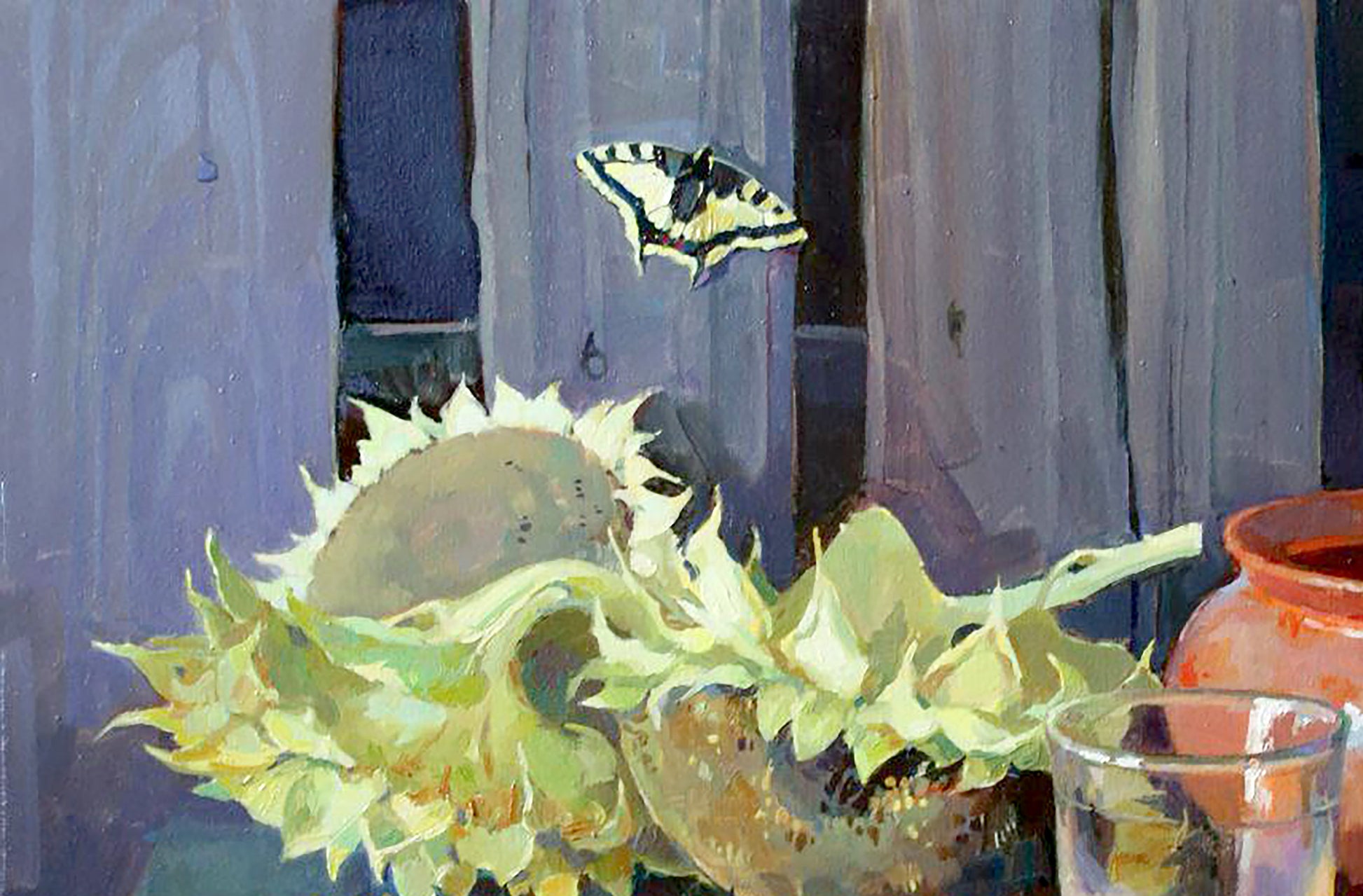 Oil painting of dried sunflower by August Anastasia Yaroshevich