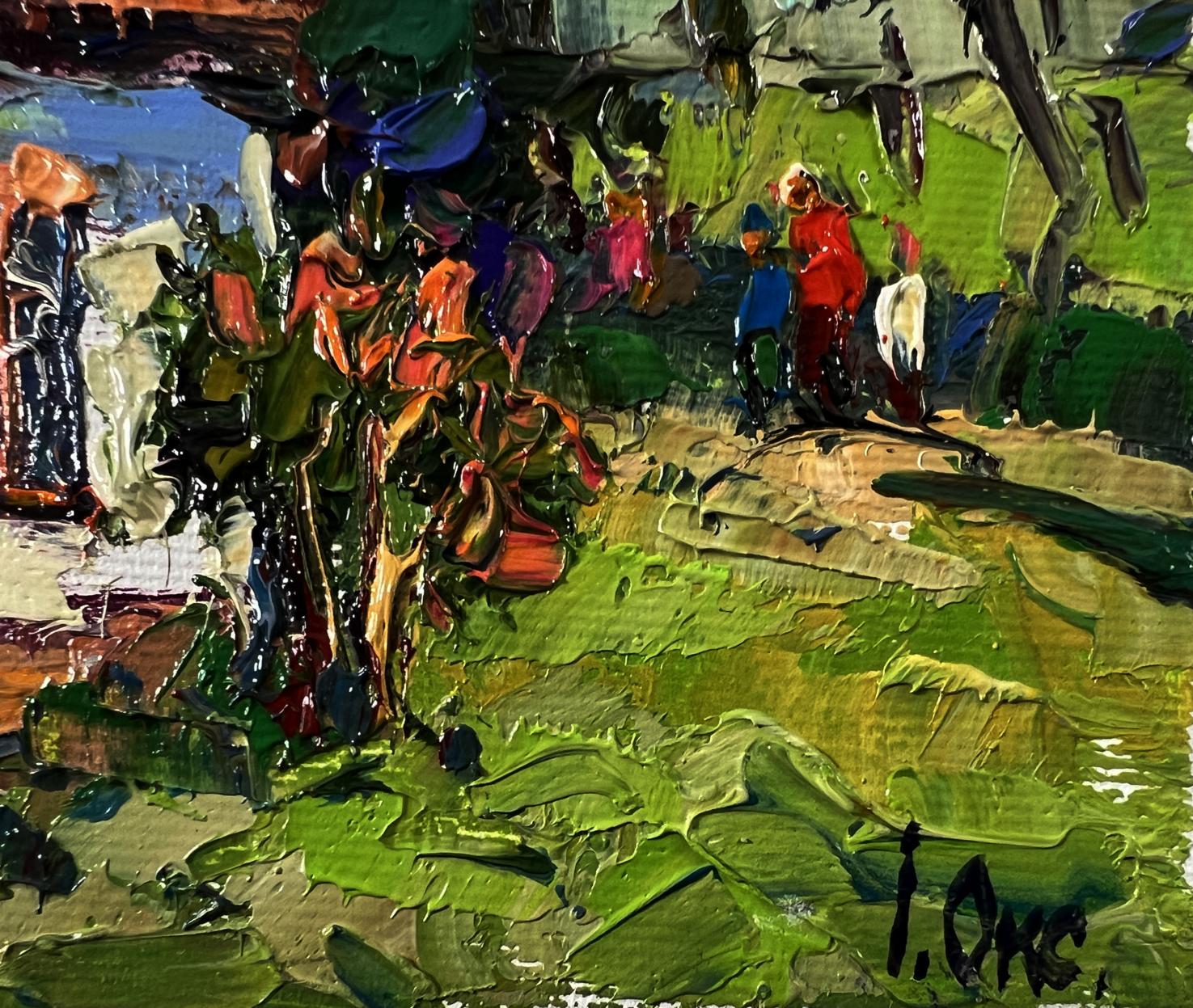 Vibrant impressionist oil painting Weekend in the village by Oksana Ivanyuk