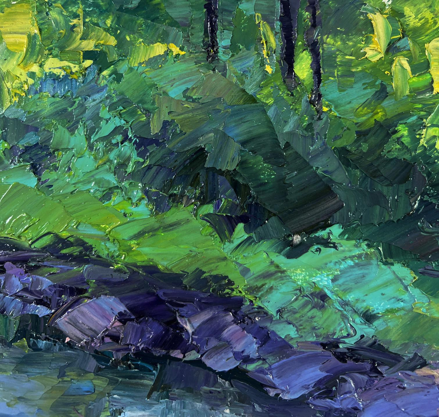 Vibrant impressionist oil painting Quiet morning by the river by Boris Serdyuk