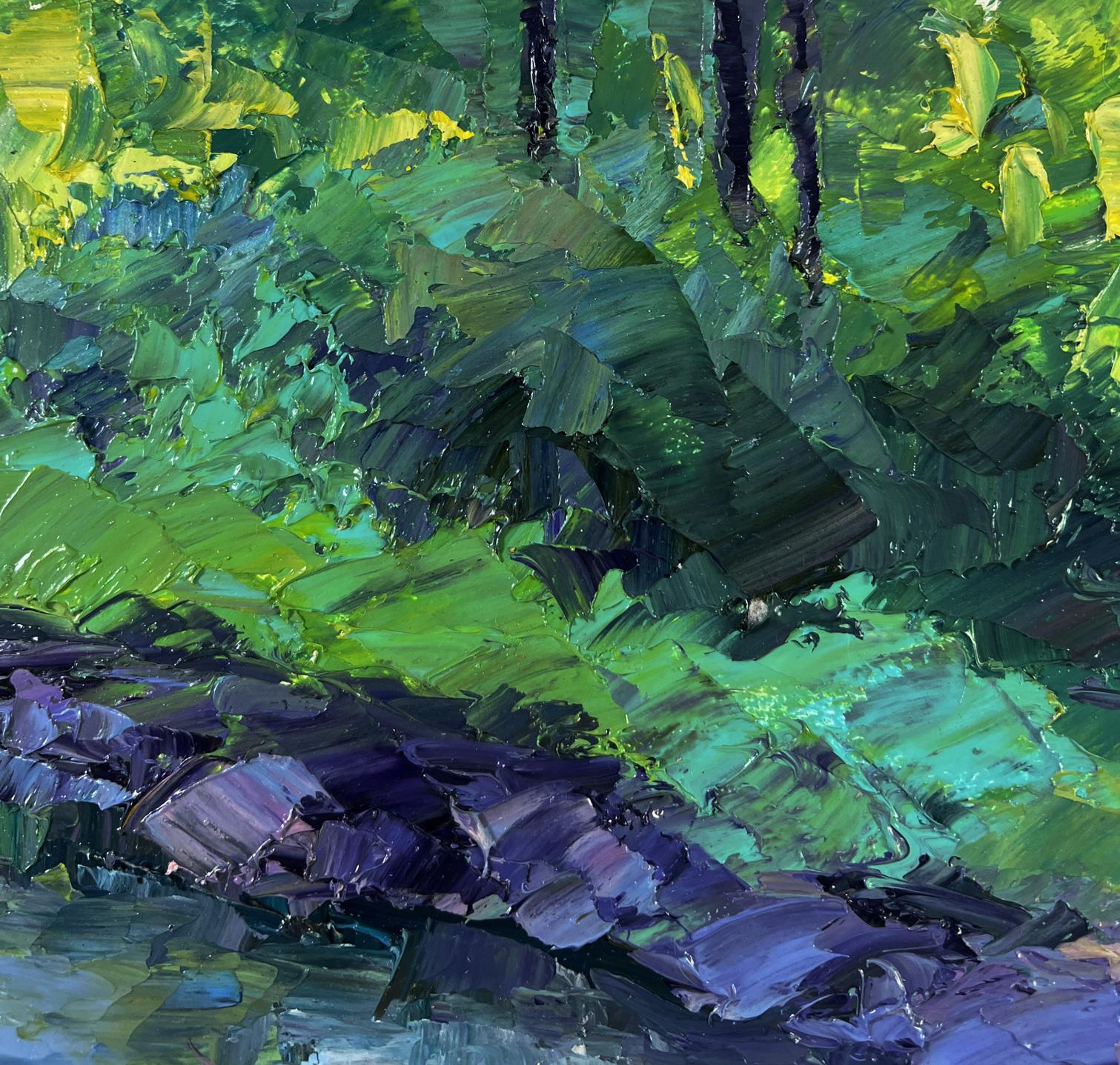 Vibrant impressionist oil painting Quiet morning by the river by Boris Serdyuk