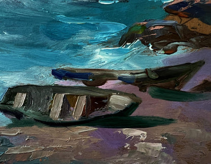 Oil painting Boats on the Seashore by Yuriy Suprunchuk