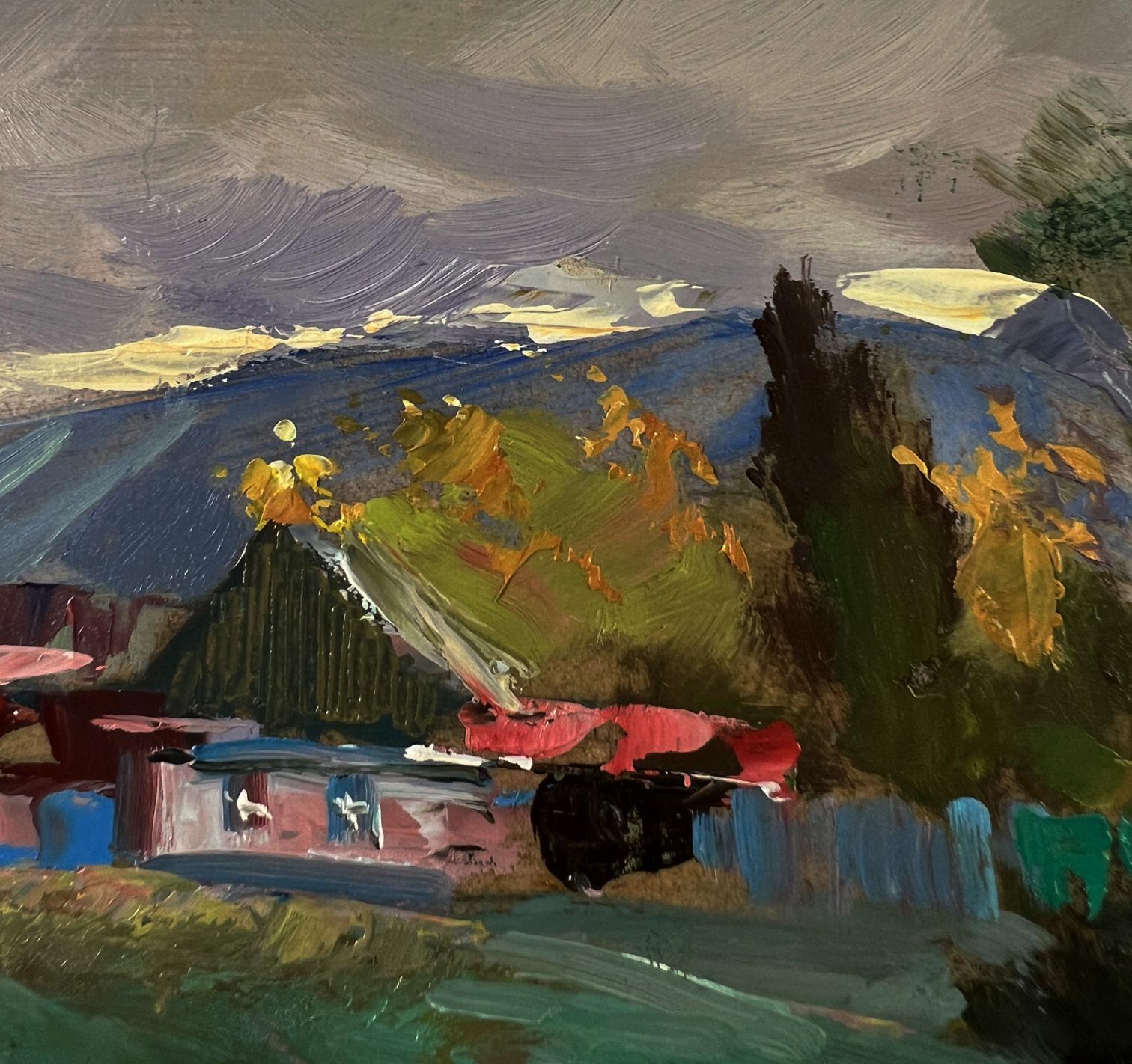 Vibrant impressionist oil painting of quiet village corner by Yuriy Suprunchuk