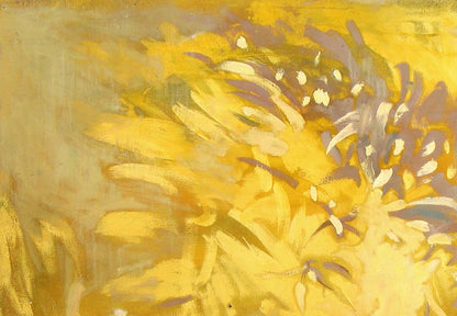 Vibrant yellow sunflower oil painting by Ed Potapenkov with bold brushstrokes