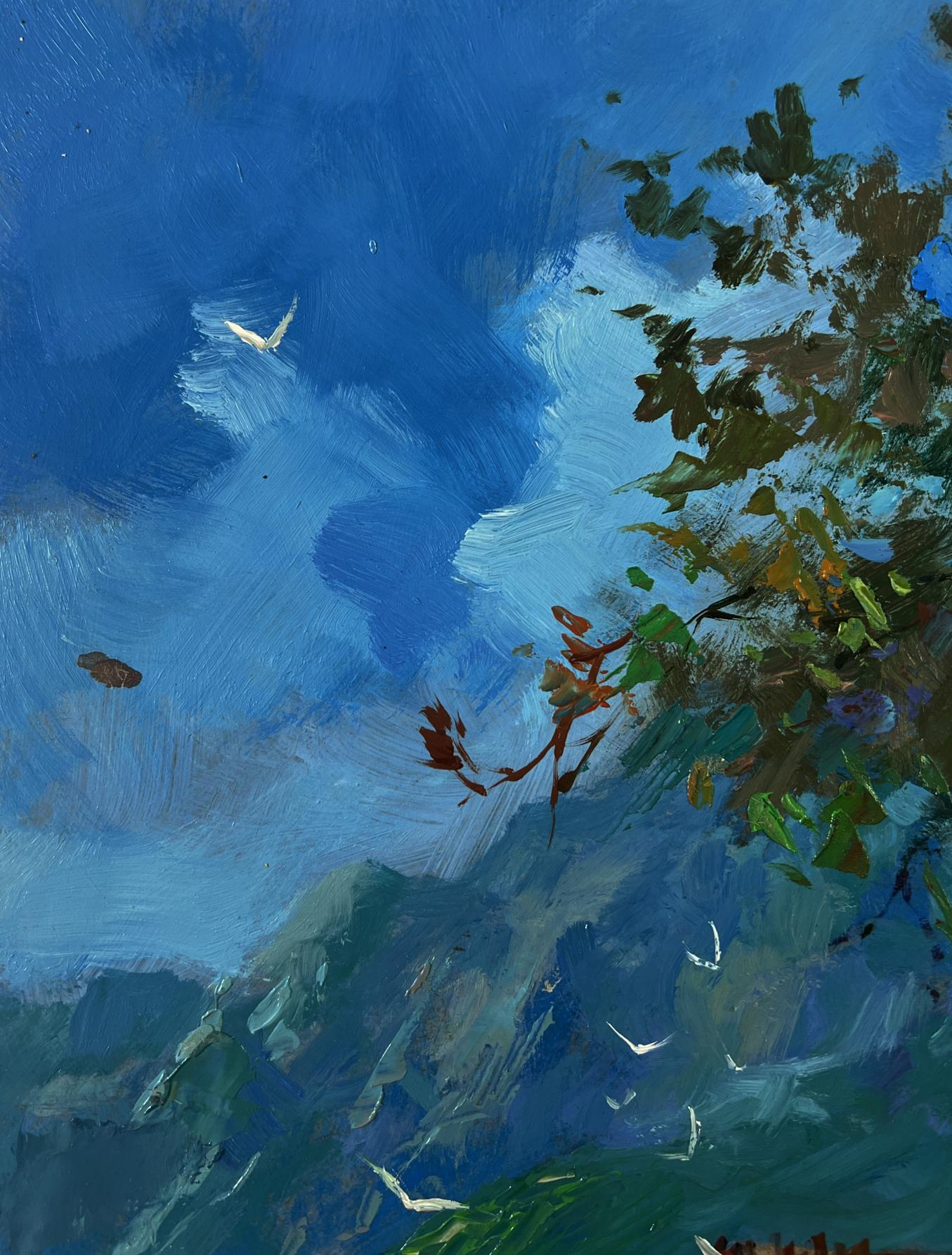 Vibrant impressionist oil painting of house by the sea by Yuriy Suprunchuk
