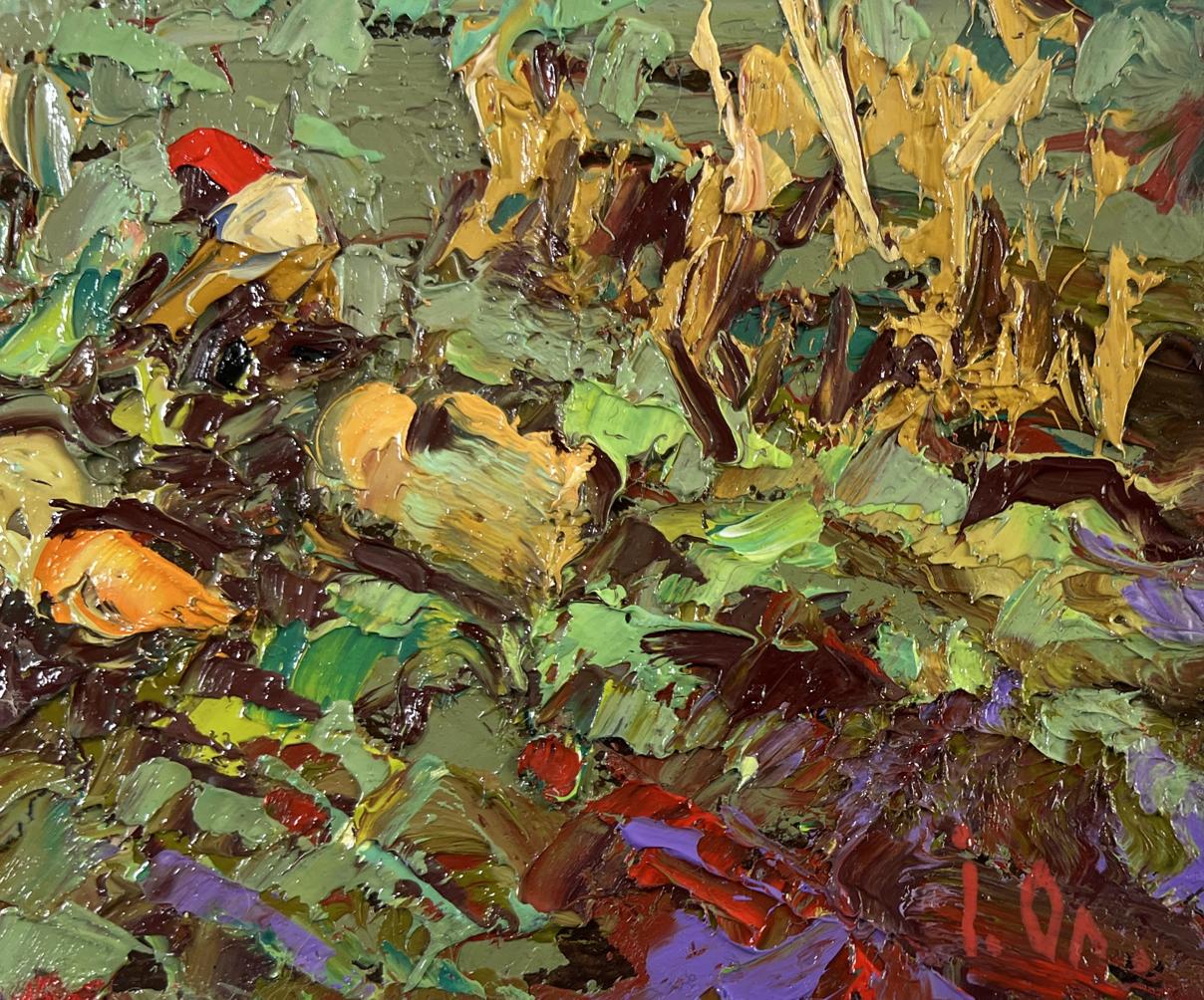 Textured forest floor oil painting The land that gives generosity by Oleksiy Ivanyuk