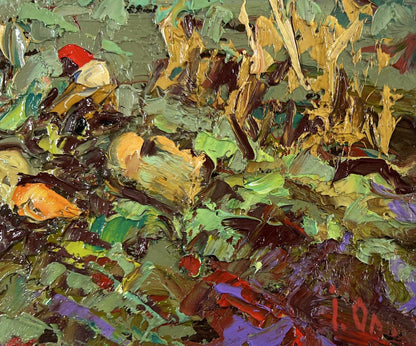 Textured forest floor oil painting The land that gives generosity by Oleksiy Ivanyuk