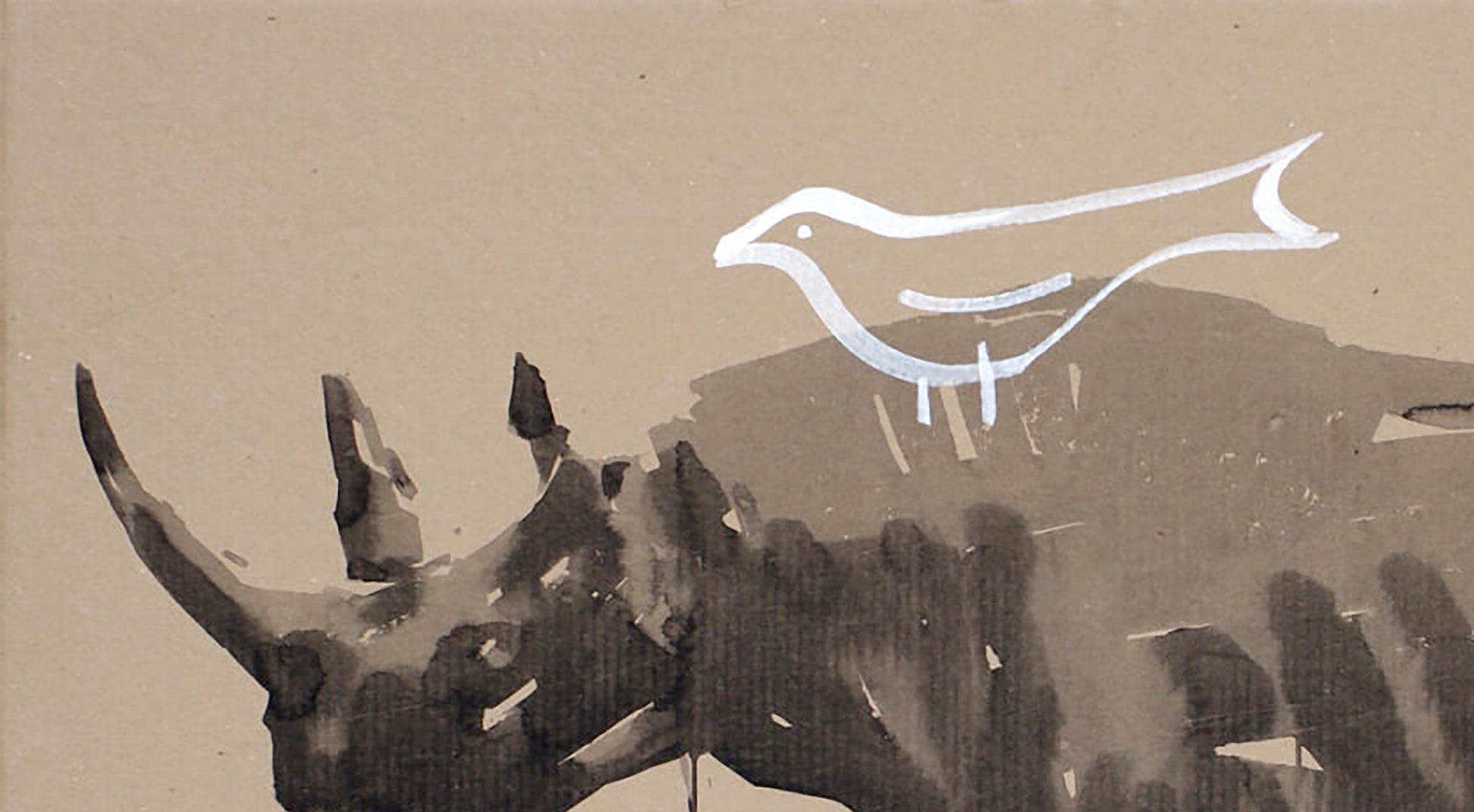 White line bird on dark textured surface by Soul Dima Filatov acrylic