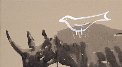 White line bird on dark textured surface by Soul Dima Filatov acrylic