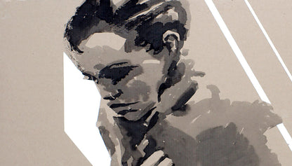 Stylized black-and-white watercolor portrait of Rain by Dima Filatov