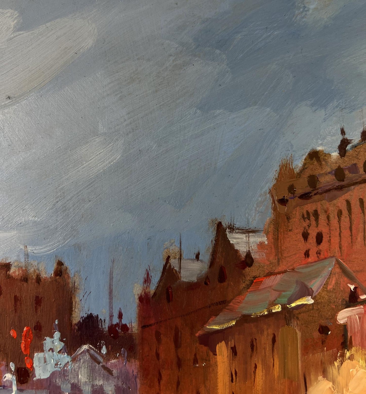 Oil painting Streets of the city at night by Yuriy Suprunchuk, textured cityscape