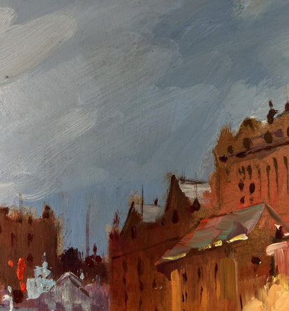 Oil painting Streets of the city at night by Yuriy Suprunchuk, textured cityscape