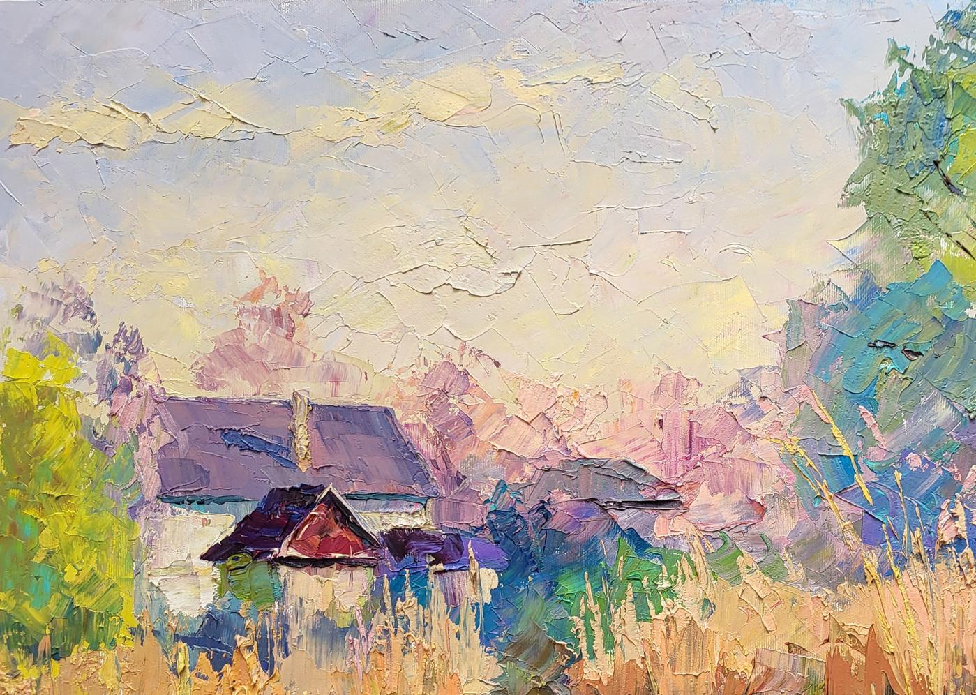 Oil painting Sunny April by Boris Serdyuk: impressionist rural scene