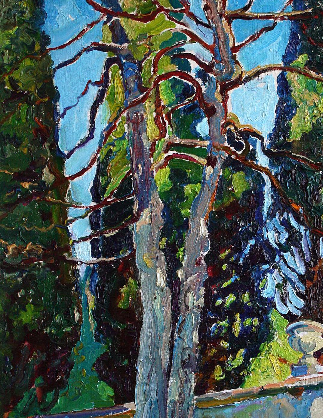 Vibrant impressionist oil painting Morning in the park by Leonid Pavlenko