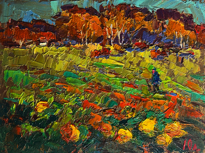 Vibrant Oleksiy & Oksana Ivaniuk impressionist autumn landscape painting