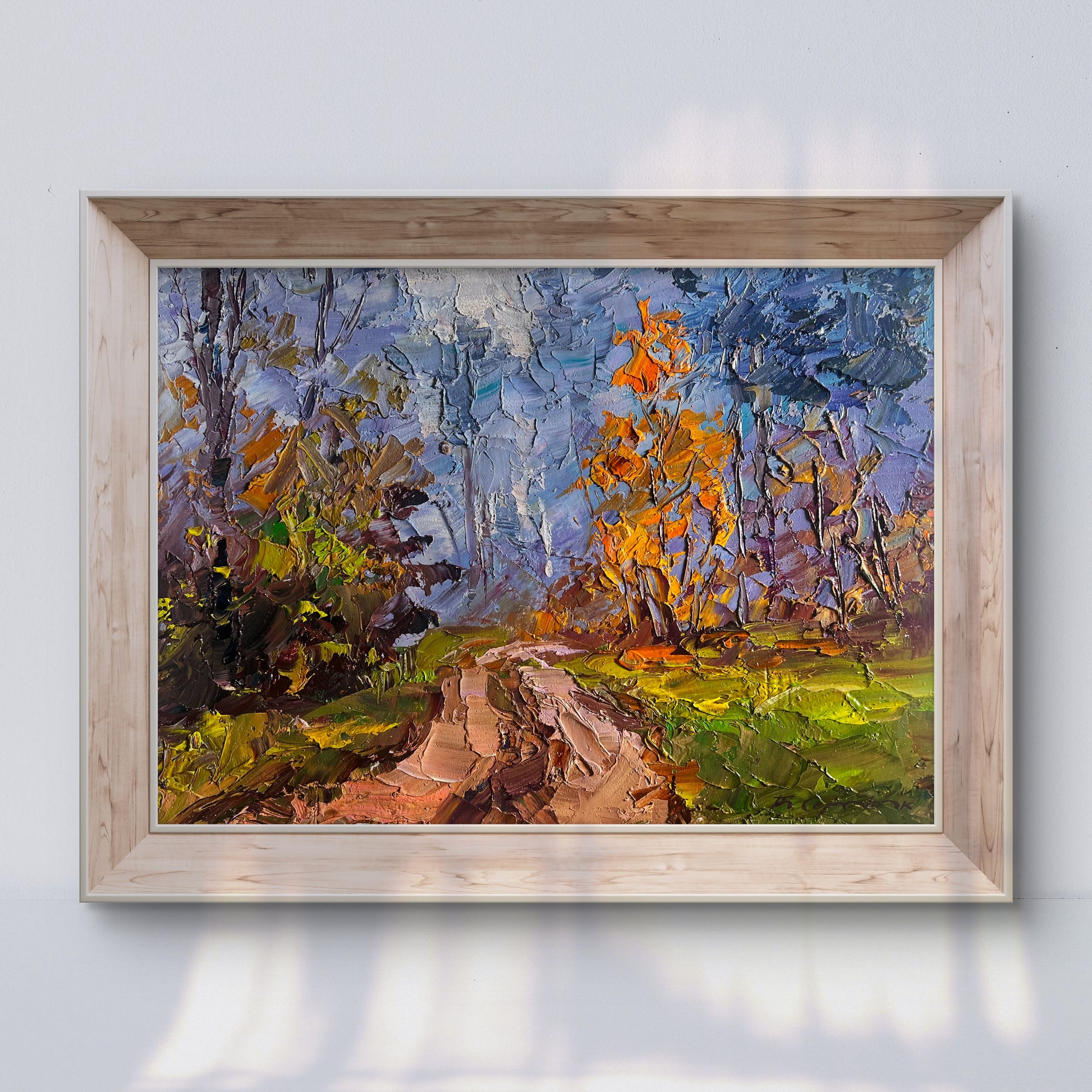 Oil painting Road to the autumn forest by Boris Serdyuk in frame