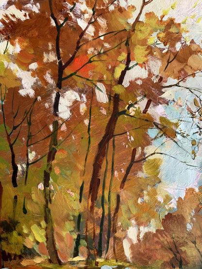 Autumn forest oil painting Fallen leaves by Yuriy Suprunchuk