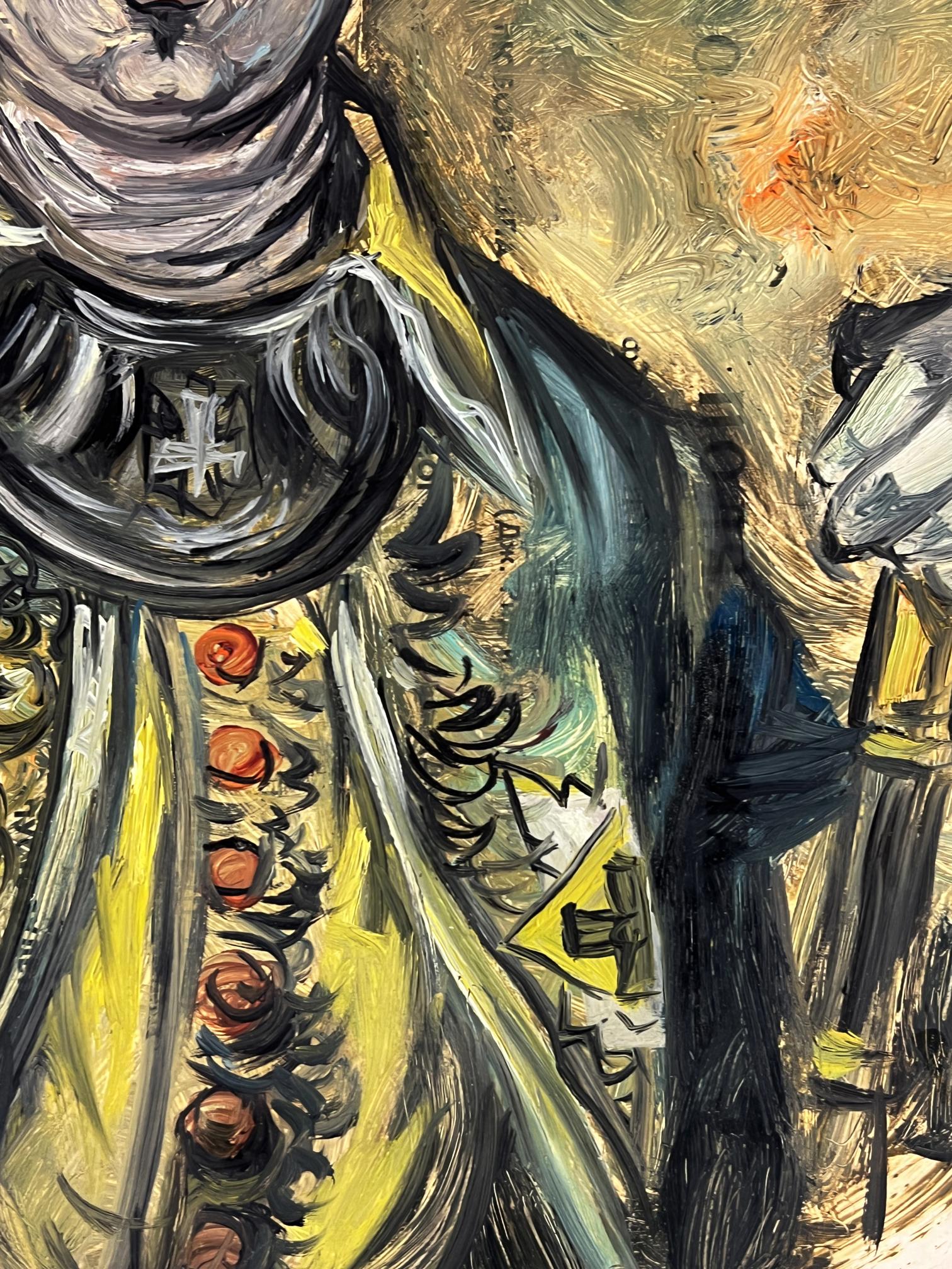 Oil painting of Alexander Litvinov in ornate military armor, textured impressionistic style