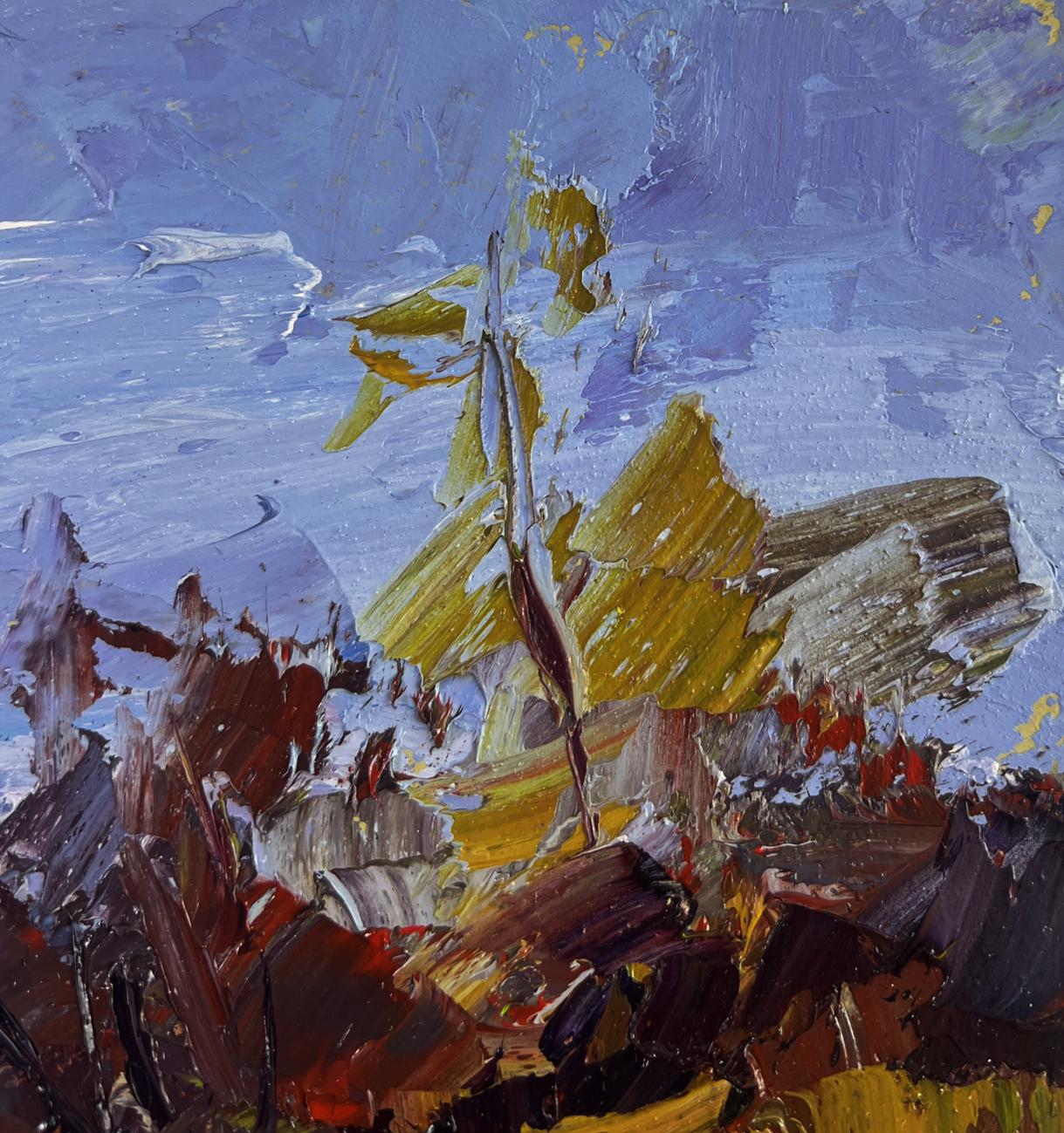 Oil painting Golden trees and blue horizon by Boris Serdyuk