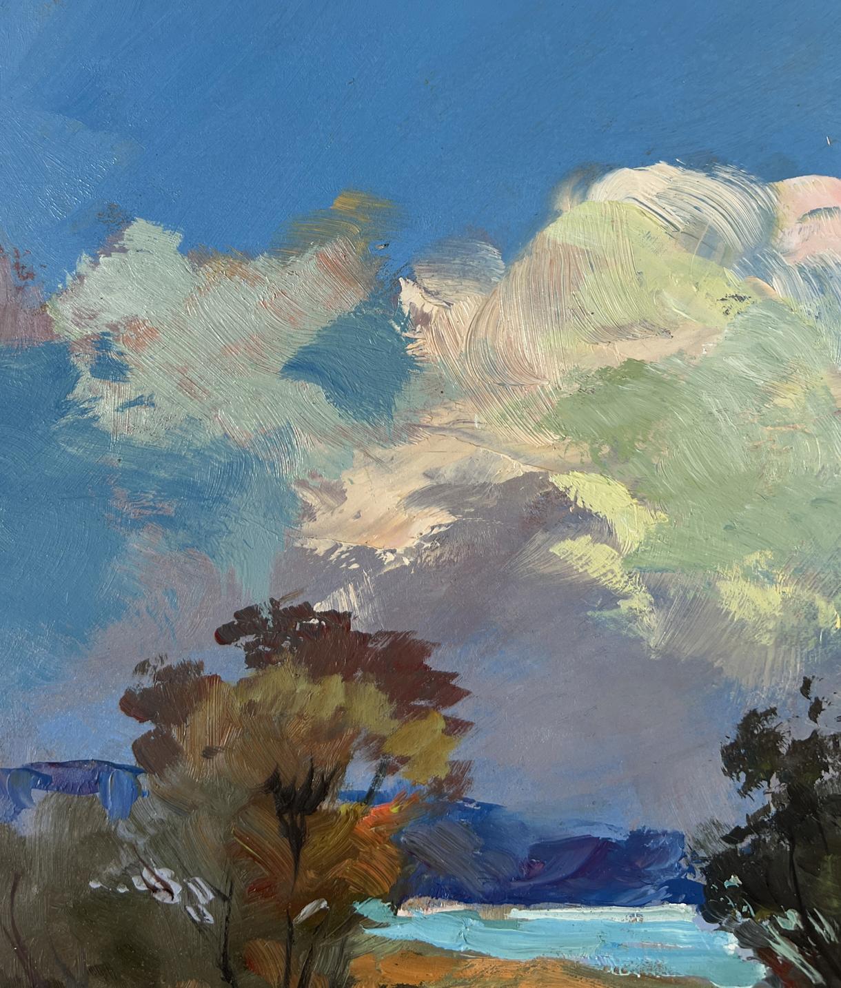 Oil painting The quiet harmony of nature by Yuriy Suprunchuk with swirling clouds and autumn trees