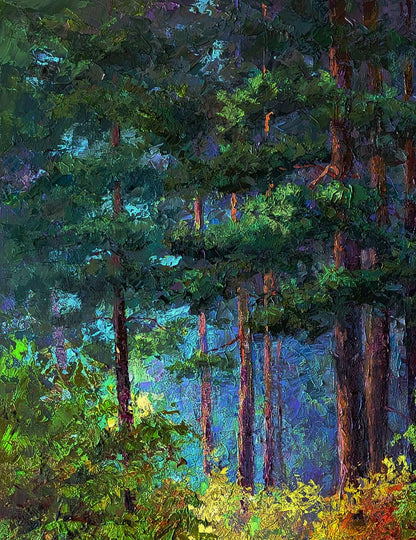Oil painting The beginning of autumn in the forest by Boris Serdyuk