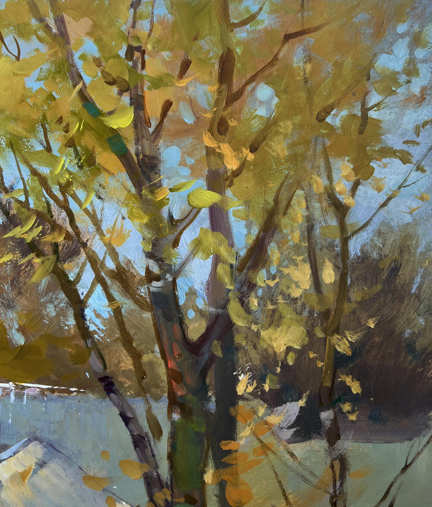 Impressionistic oil painting of autumn trees by Yuriy Suprunchuk