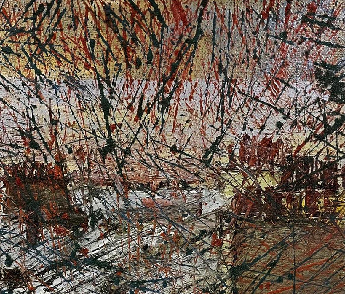 Abstract expressionist oil painting Shimmering in the city by Serhiy Kovalev