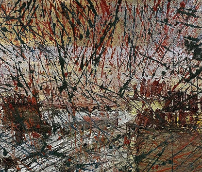 Abstract expressionist oil painting Shimmering in the city by Serhiy Kovalev