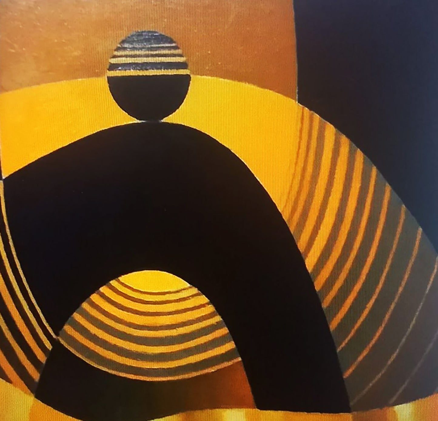 Oil painting Celebration by Alexander Strashevich with black gold geometric stripes