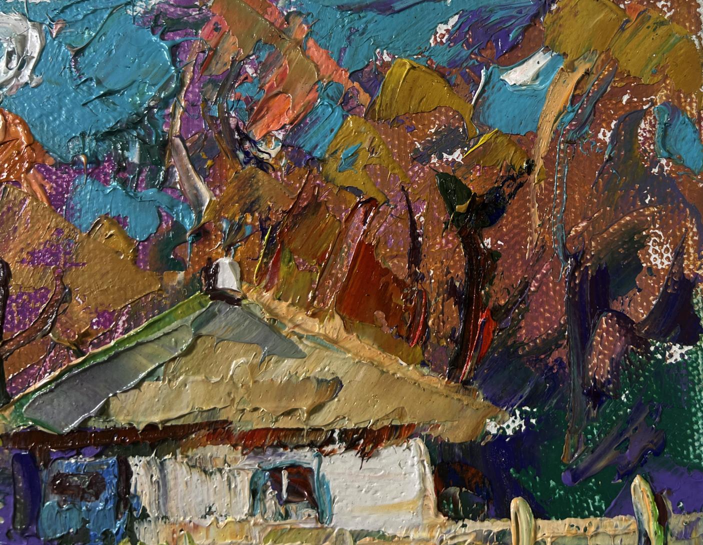 Oil painting First morning of spring by Oleksiy Ivanyuk rustic house