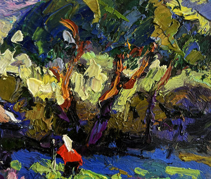 Vibrant impressionist oil painting In the Evening I Watch the Lilacs by Oleksiy Ivanyuk