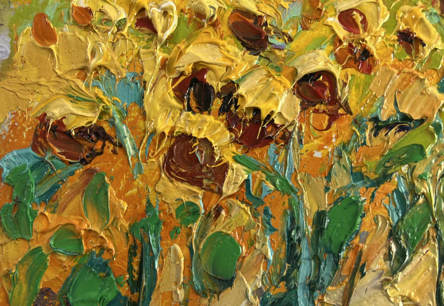 Oil painting Fragrant summer in the field by Oleksiy Ivanyuk sunflowers